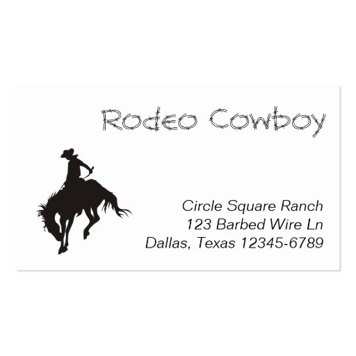 Rodeo Cowboy Silhouette Business Card Template (front side)