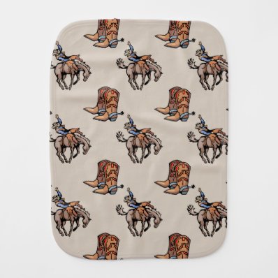 Rodeo Cowboy, Western Boots, Horse, Country Baby Burp Cloths