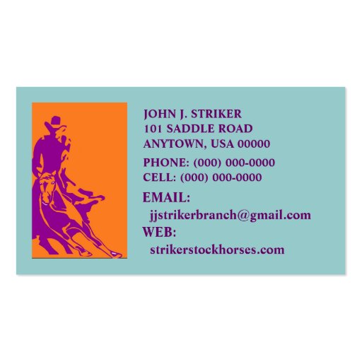 RODEO CUTTING STOCK HORSE BUSINESS CARDS COWBOY