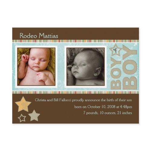Rodeo Mattias Birth Announcement postcard