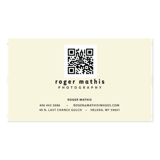 Roger Mathis Photography, Family Card Business Card Templates (back side)