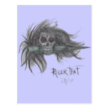 "Roger That" Skull Post Cards