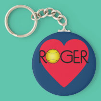 ROGER with Heart and Tennis Ball keychains