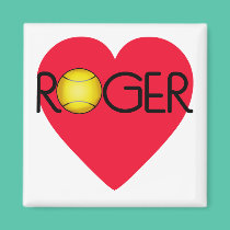 ROGER with Heart and Tennis Ball magnets