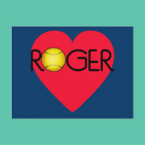 ROGER with Heart and Tennis Ball postcards