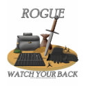 Rogue: Watch Your Back t-shirts