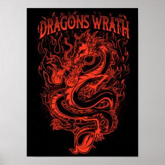 Rojo de la cólera de los dragones póster