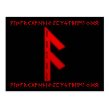 Rojo de la runa de Ansuz Tarjeta Postal