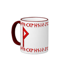 Rojo de la runa de Wunjo Tazas De Café