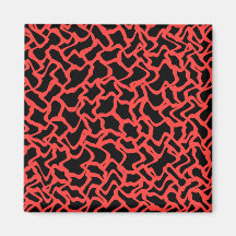 Rojo del modelo gráfico abstracto y negro brillant iman para frigorífico
