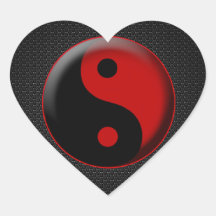 ROJO NEGRO 3D de YIN YANG Calcomanía De Corazón
