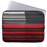 Rojo retro, negro, gris raya arte fundas portátiles