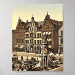 Roland's Monument, Bremen, Germany rare Photochrom posters