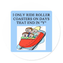 roller coaster fanatic round stickers