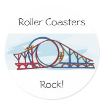 Roller Coaster Round Stickers