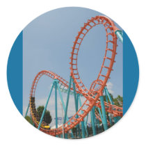 roller coaster round sticker