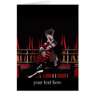 Roller Derby Girl Gothic Pin-up card