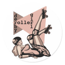 roller derby girl pin up stickers