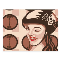 roller derby girl postcards
