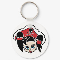 Roller derby pirate key chain keychains