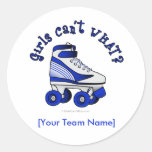 Roller Derby Skate - Blue Round Sticker