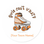 Roller Derby Skate - Orange Round Stickers