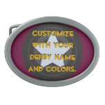 Roller Derby Skate Wheel Jammer Star Oval Belt Buckle