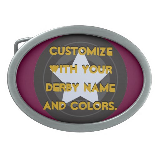 Roller Derby Skate Wheel Jammer Star Oval Belt Buckle