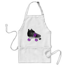 Roller Derby Skates Black and Purple Apron
