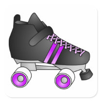 Roller Derby Skates Black and Purple Stickers