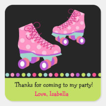 Roller Skate Birthday Thank you Favor Stickers