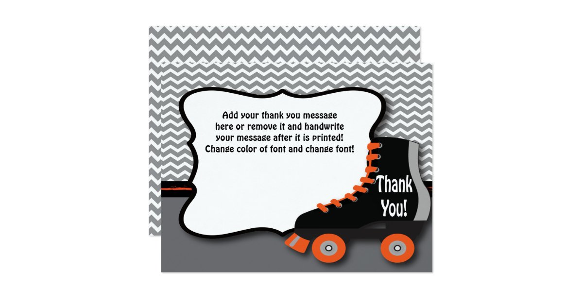 Roller Skate Thank You Card | Zazzle