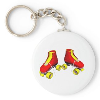 roller skates red keychain