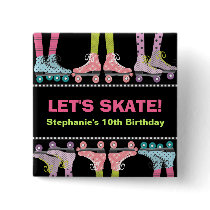 Roller Skating Birthday Party Favor for Girls Button