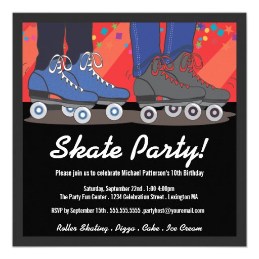Roller Skating Birthday Party Invitation for Boys