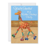 Roller Skating Giraffe at the Rink Party Invitation