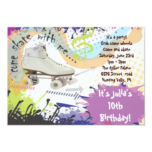 Roller Skating Invitation Happy Birthday Party Zazzle
