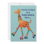 Roller Skating Party Giraffe Personalized Announcement