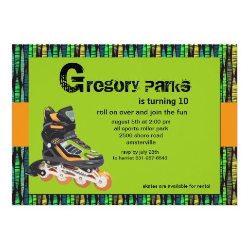 Rollerblade Party Invitation