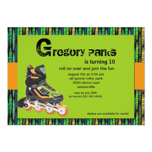 Rollerblade Party Invitation | Zazzle