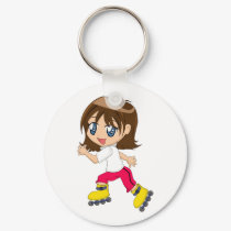 Rollerblading Girl Keychain by nueyerdua Rollerblading Girl Keychain