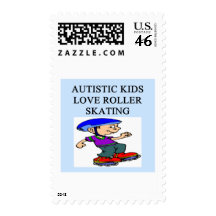 rollerskating autístico del amor de los niños sello