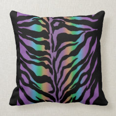 Rolling in Rainbows ~ Cool Psychedelic Tiger Pillow