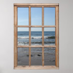 Rolling Waves on Beach View from a Window print