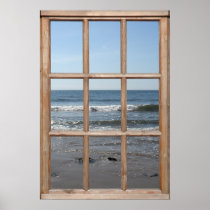 Rolling Waves on Beach View from a Window Print