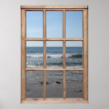 Rolling Waves on Beach View from a Window Print