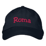 Roma Embroidered Baseball Cap Navy Hot Pink