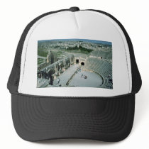 Roman amphitheater with oval piazza behind, Jarash Hats