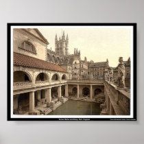 Roman Baths and Abbey, Bath, England Print