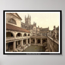 Roman Baths and Abbey, Bath, England Print